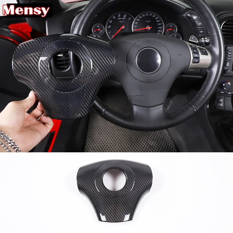 Car Steering Wheel Decorative Frame Cover Sticker Decoration For Chevrolet Corvette C6 2005-2013 Real Carbon Fiber Accessories