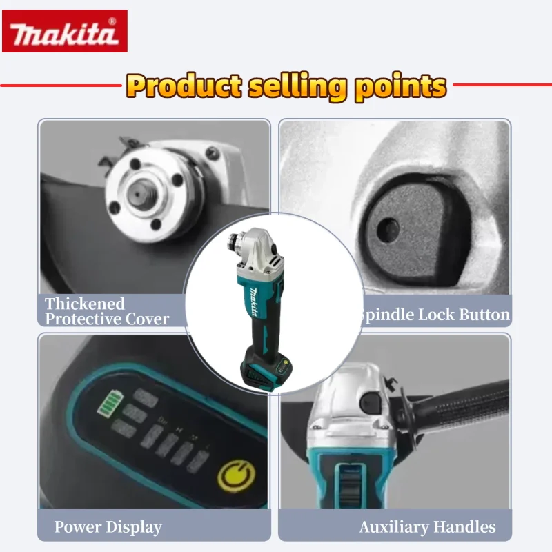 Makita dga404 moedor de ângulo elétrico sem escova, máquina de corte e polimento sem fio para makita 18v bateria ferramentas elétricas