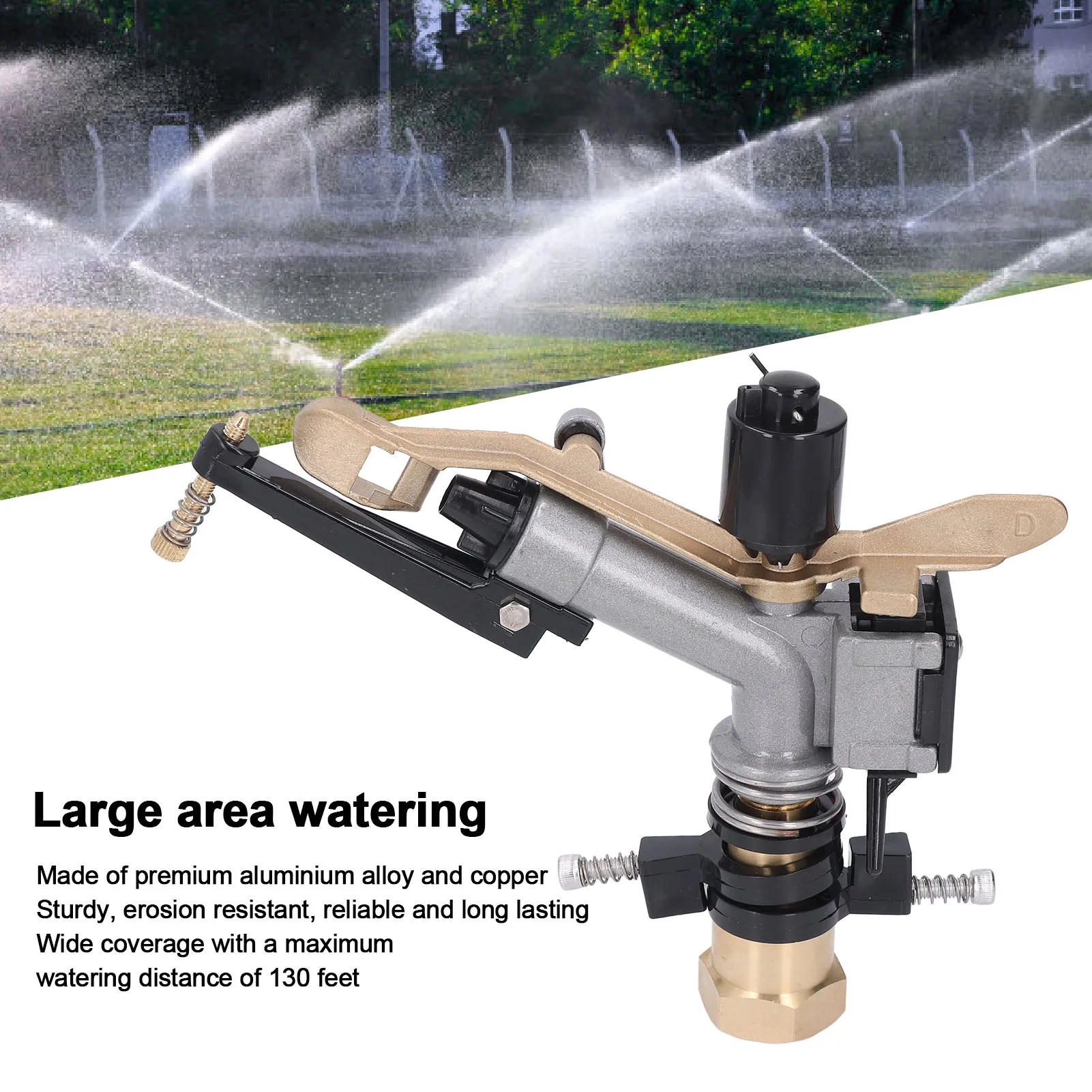Agricultural Irrigation Tool Large Area Misting Aluminum Alloy Copper Irrigation Sprinkler Water Saving with Swing Arm for Lawn