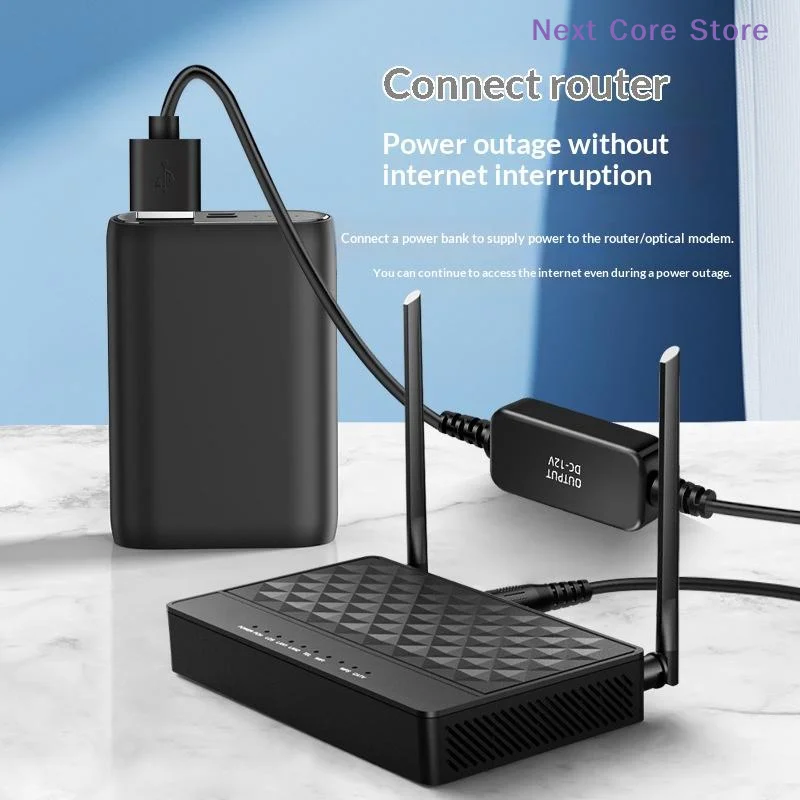 [NC]WiFi To Powerbank Cable Connector 5V To 12V USB Converter Cord For WiFi Router Fan Speaker[NC]