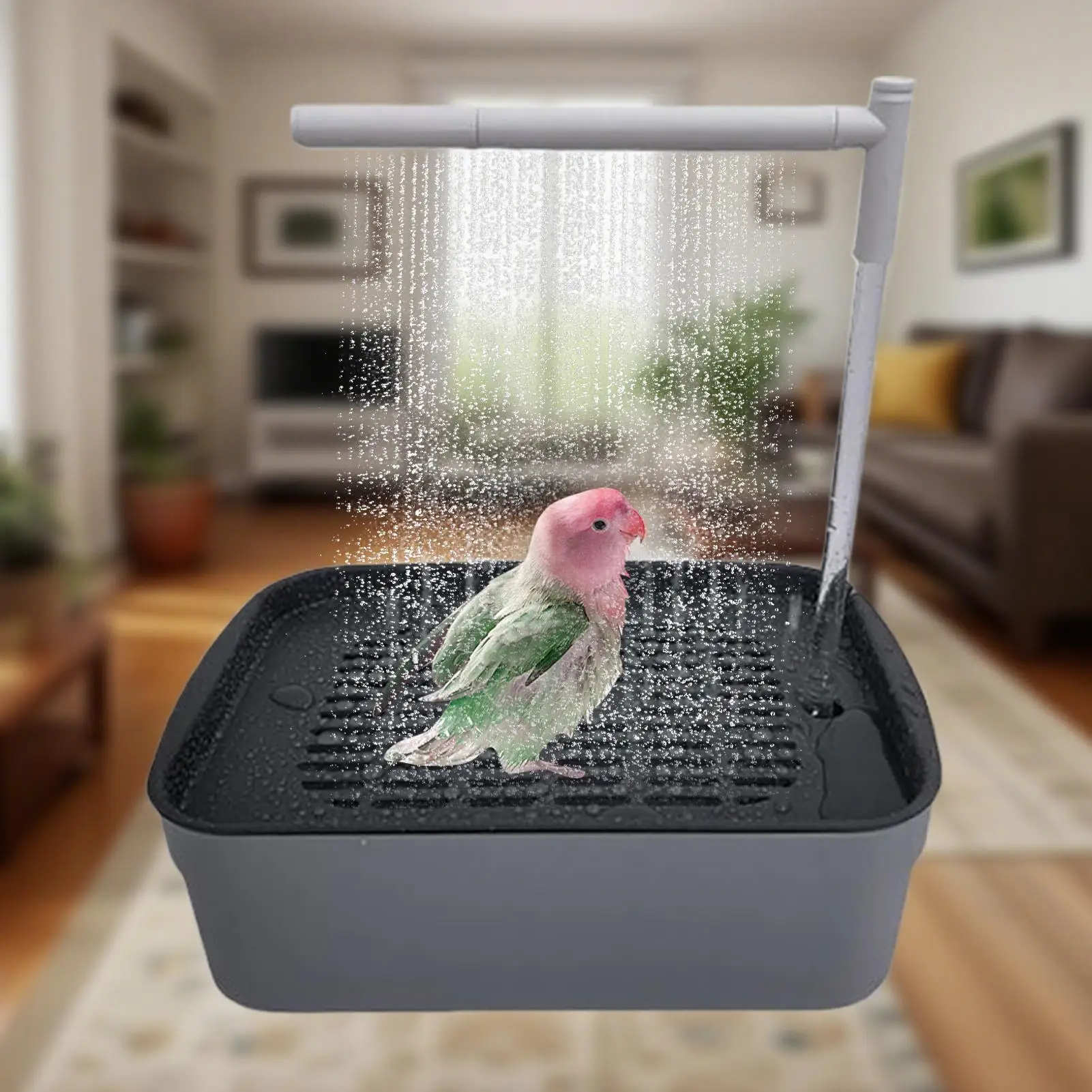 Parrot Bathtub Automatic Bird Shower Basin with Circulating Faucet Pet Supplies for Health Tabletop Parrots Daily Use
