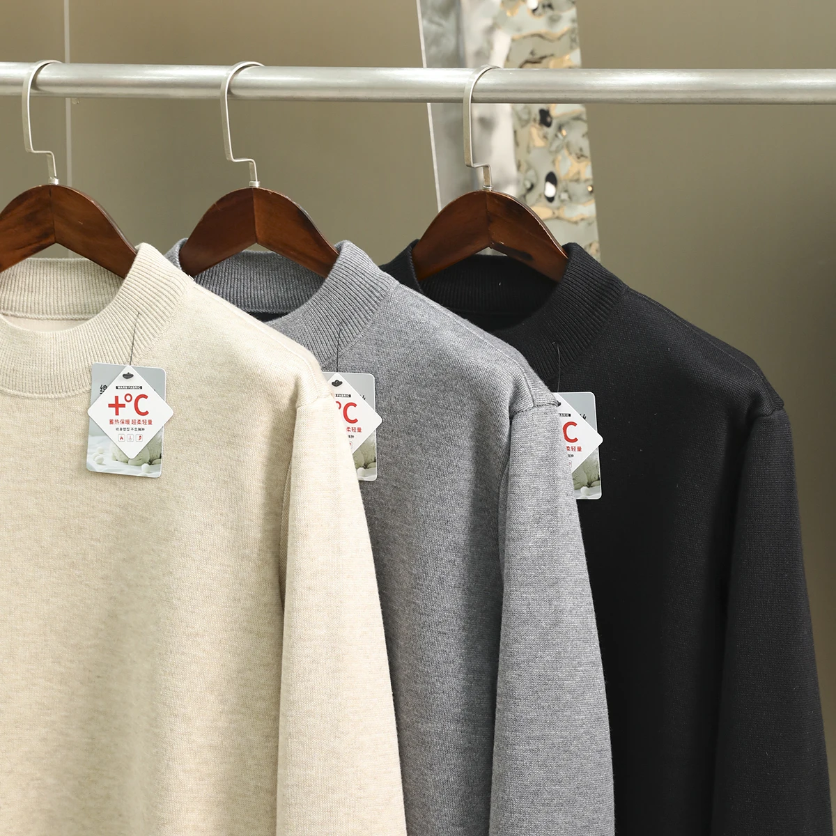 

Мужской модный осенне-зимний универсальный свитер из шерстяного трикотажа с высоким воротником и флисовой подкладкой, прямого кроя