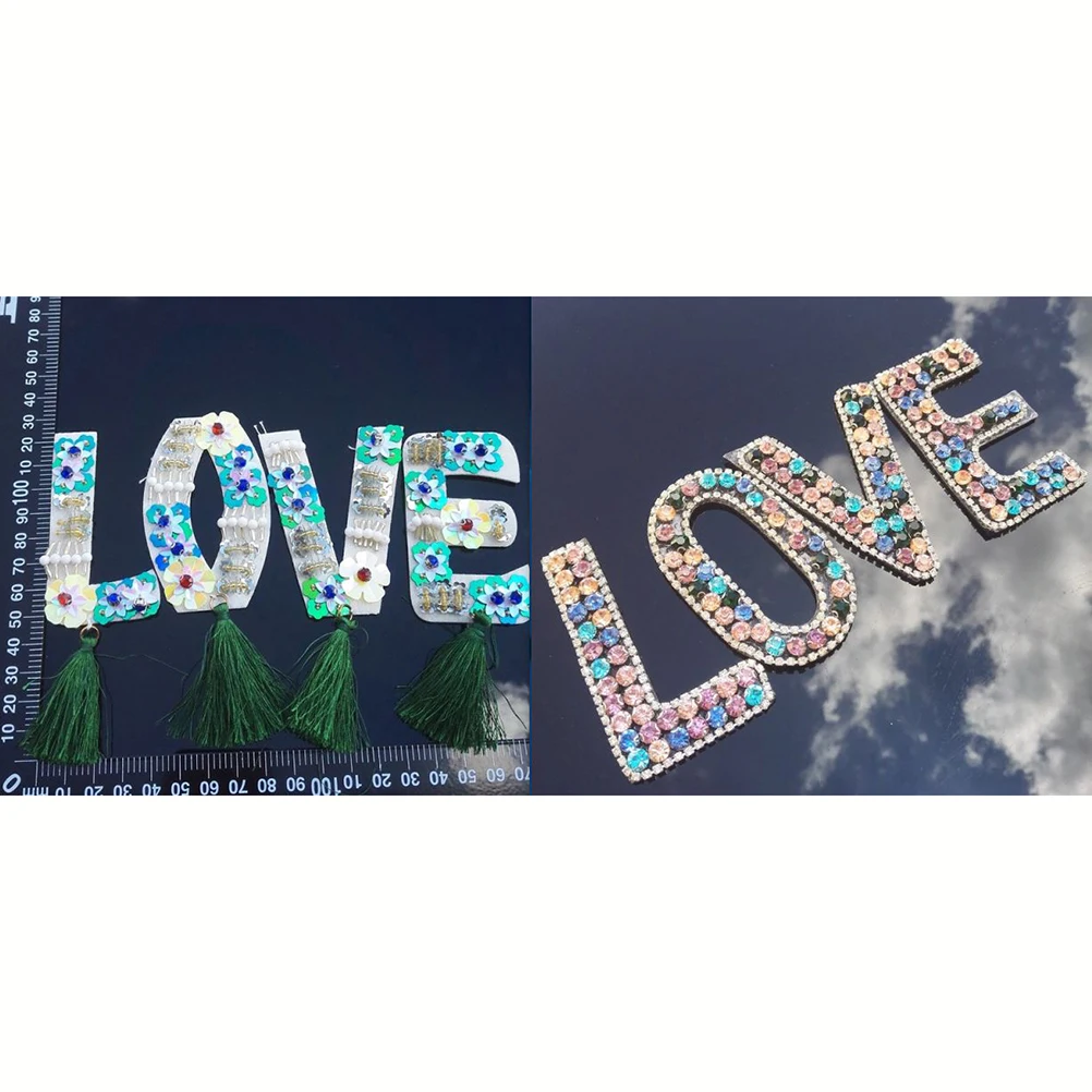 

Bead Sewing Patch Sequins Clothes Patches Letter H made Beads Love Decorative Embroidery DIY Craft Supplies For Clothing