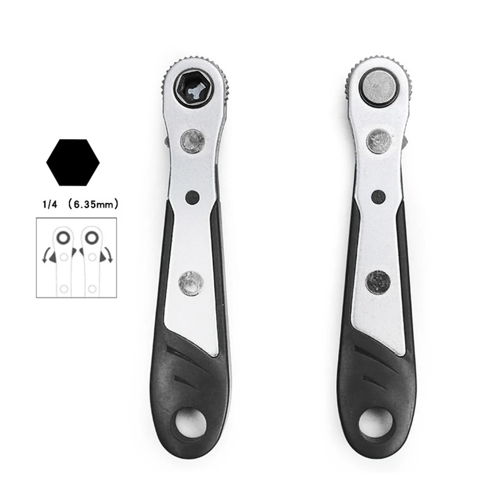 Ajustável Hexágono Ratchet Wrench, Quick Release, Soquete Repair Tools, Cabeça única ou dupla Chave De Fenda, Brocas Ferramenta, 1/4 \