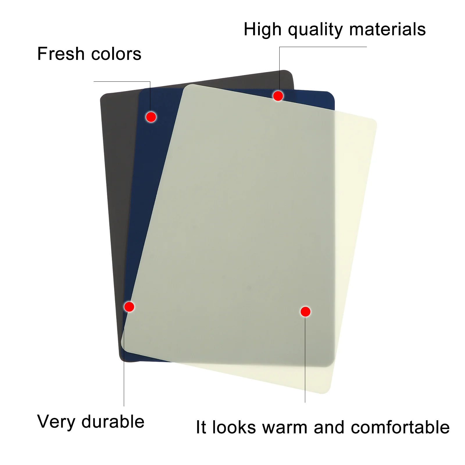 3Pcs Silicone Tabletop Mats Durable Bright Colors Blue Gray Beige Anti-Skid Study Office Dinner Table Mats Table Mat