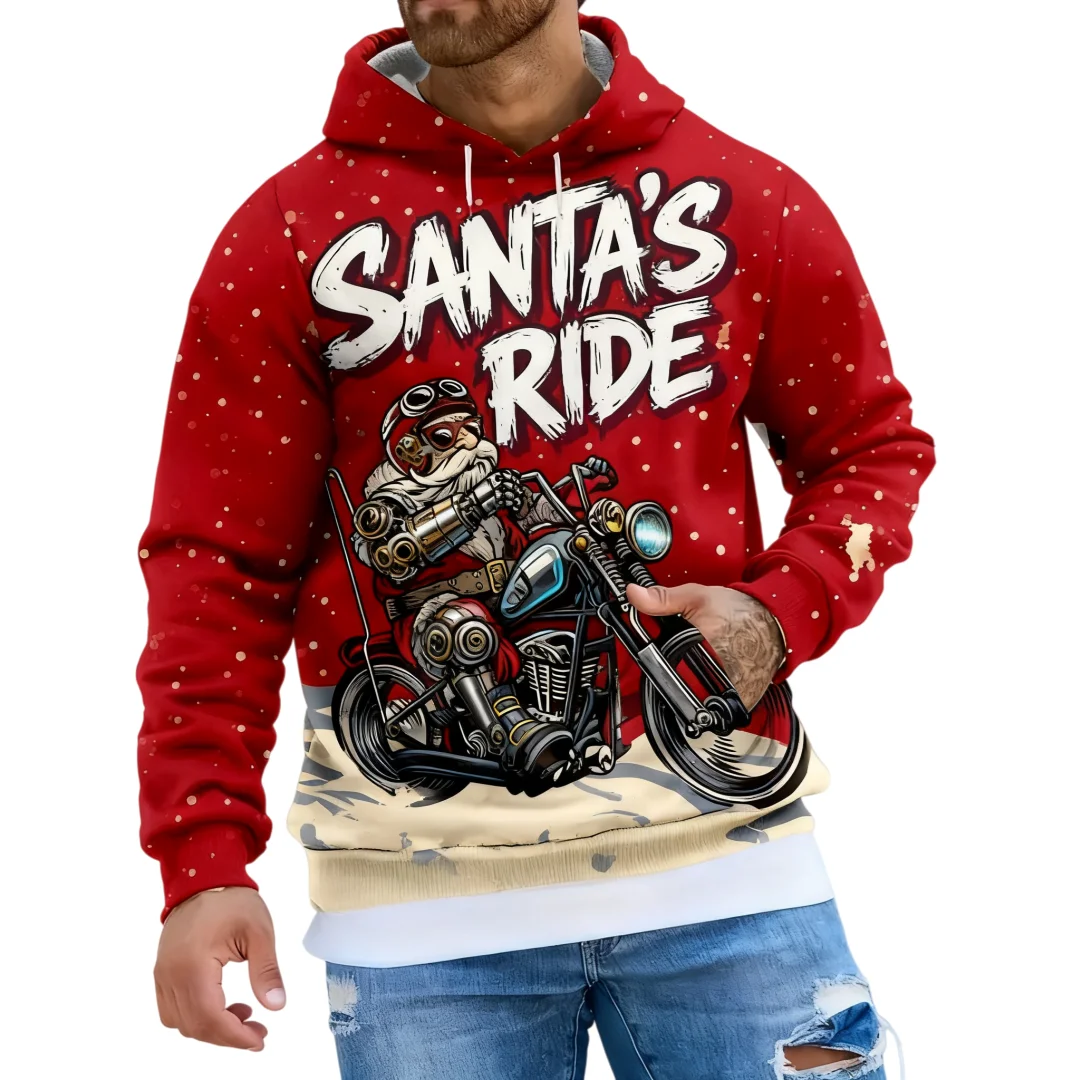 2025 جديد سانتا كلوز ركوب نمط هوديي الاتجاه كول الشارع البلوز عيد الميلاد نمط رياضية الخريف الشتاء البلوز غير رسمي