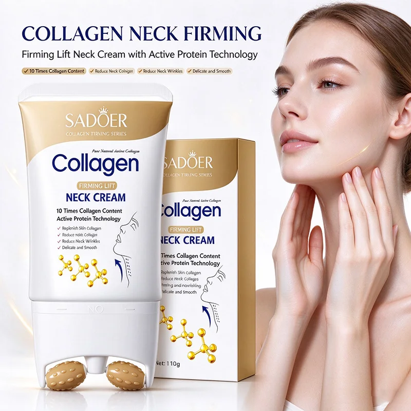 SADOER Roller Neck Cream Collagen Firming Anti Wrinkle Nourish Necks Skin Replenish Collagen Tender Smooth Neck Beauty Care