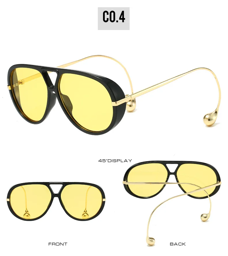 Vintage übergroße Piloten-Sonnenbrille, Unisex, Doppelbrücke, UV400-Schutz, modischer Punk-Stil, weibliche Farbtöne, beliebte Brillen – Detail 9