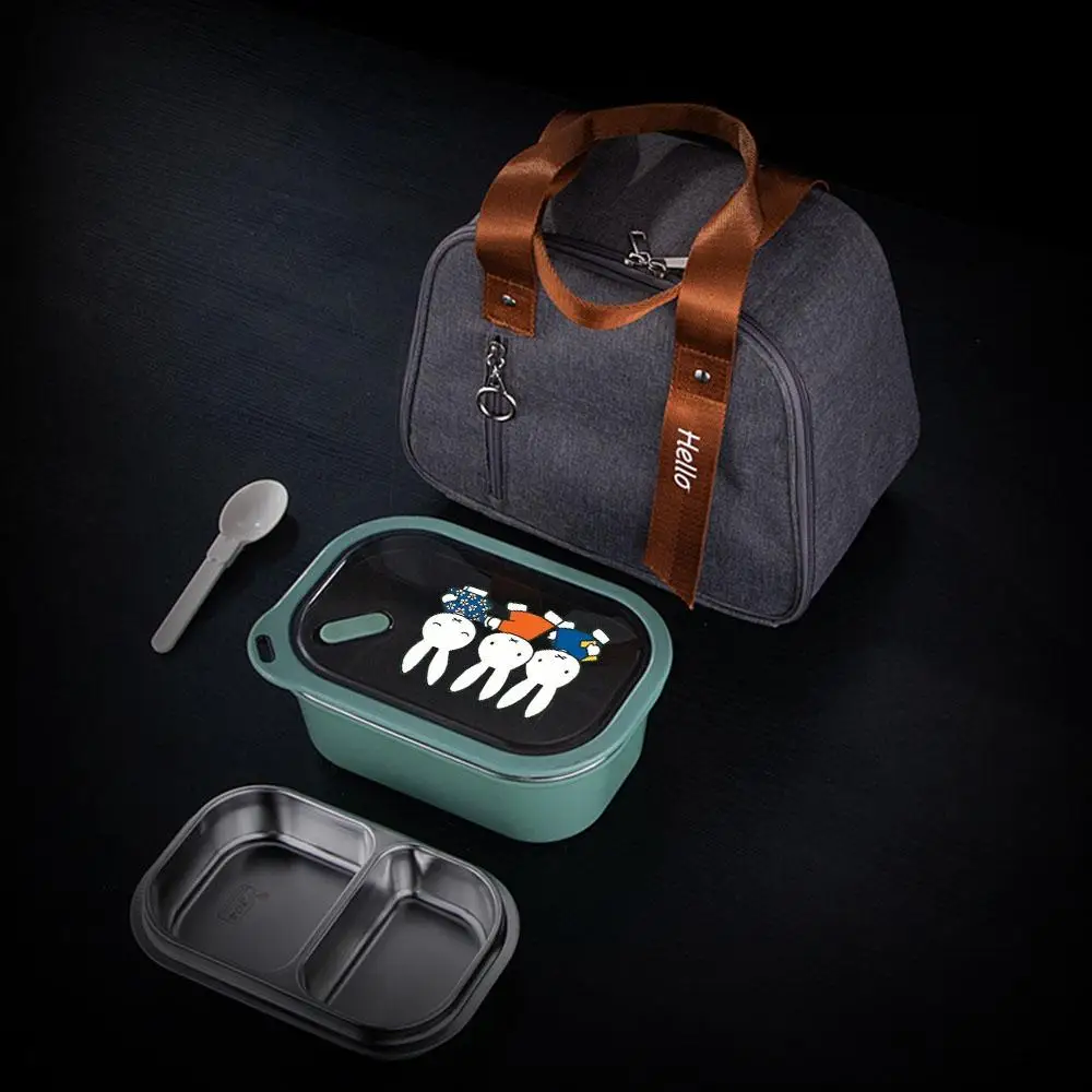 Miffy Rose Red Bento Box With Compartments Rabbit Pattern Stainless Steel Liner Leakproof Food Container With Spoon