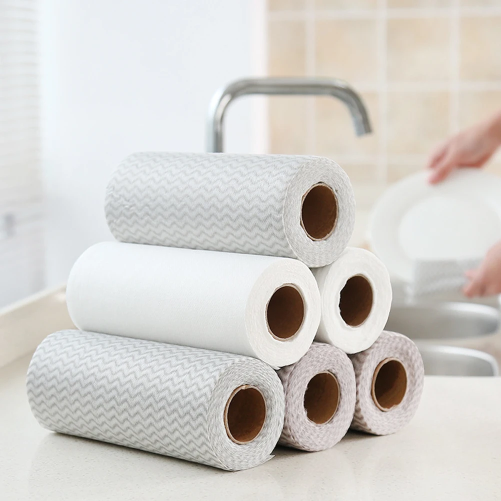 

50pcs Disposable Nonwoven Kitchen Wipes Multi Purpose Cleaning Cloth Wet Dry Use For Home Car Glass Floor Appliances Light Brown