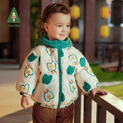 Amila Baby Children Down Jacket 2024 Winter New Multicolour Fleecing Reversible Cute Cosy Warm  Baby Clothing