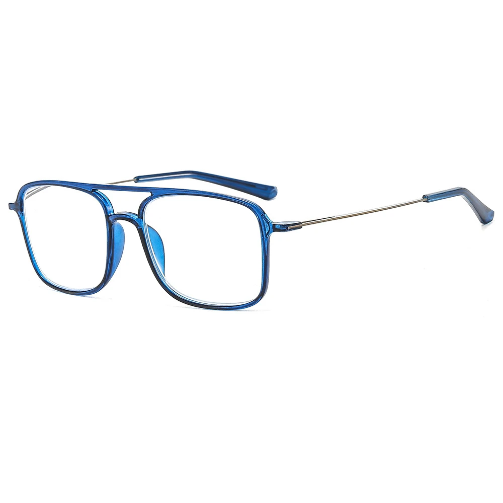 Gafas de lectura Retro Para hombre y mujer, lentes con luz azul, doble puente, montura grande, presbicia, + 100 A + 400