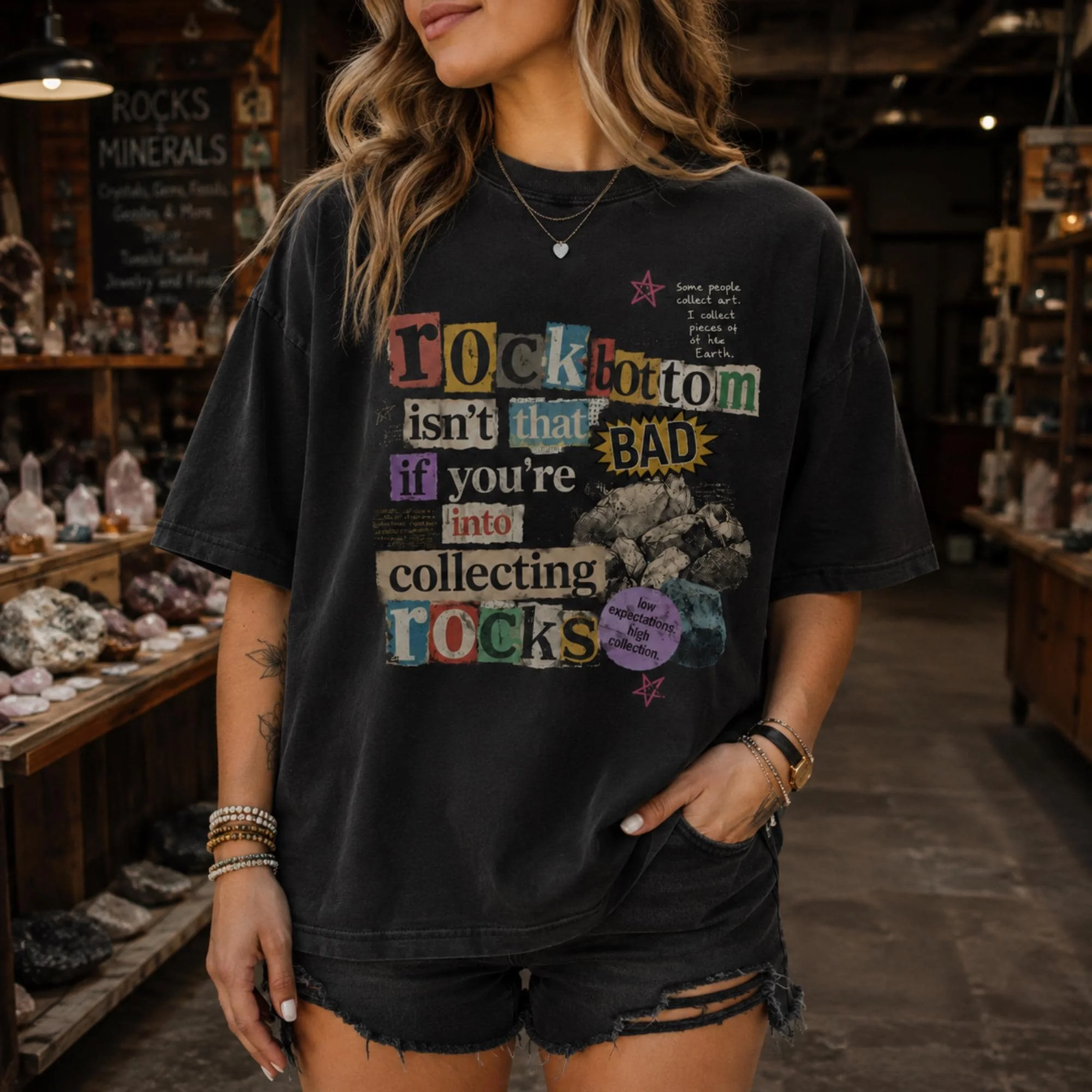 Rock Bottom Shirt, Funny Rock Collector Tee, Rockhound Geology Shirt, Collecting Rocks Humor T-Shirt, Geologist Gift