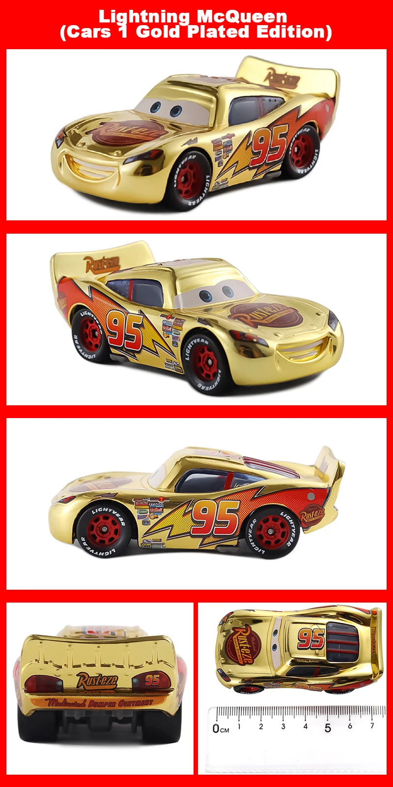 Cars Gold Galvanisierung Car King 43 Anime Figur Strip Weathers 1/55 Metall-Druckguss Dinoco Rennspielzeug Kindergeschenke – Detail 8