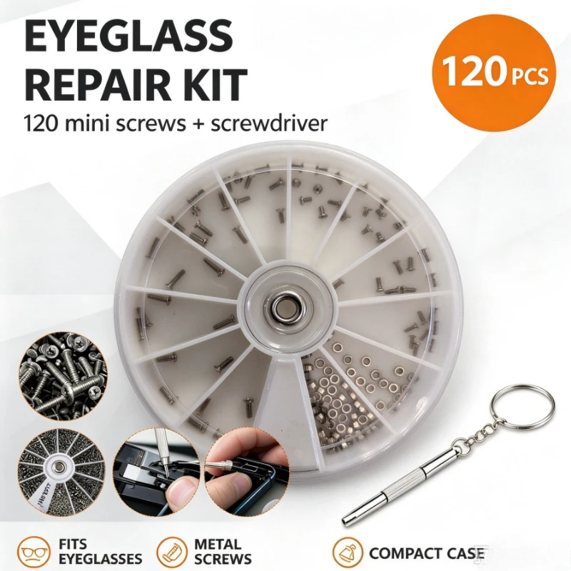 120pcs Mini Small Screws Nuts Eyeglass Screws Repair Assortment Kit M1 M1.2 M1.4 M1.6 For Electronics Watch Glasses Repair Tool