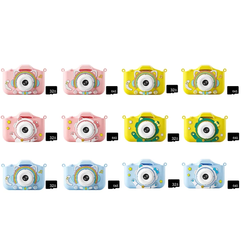 Appareil photo numérique à double objectif pour enfants, haute définition, enregistreur vidéo, transfert de données, dessin animé, animal, 1 ensemble