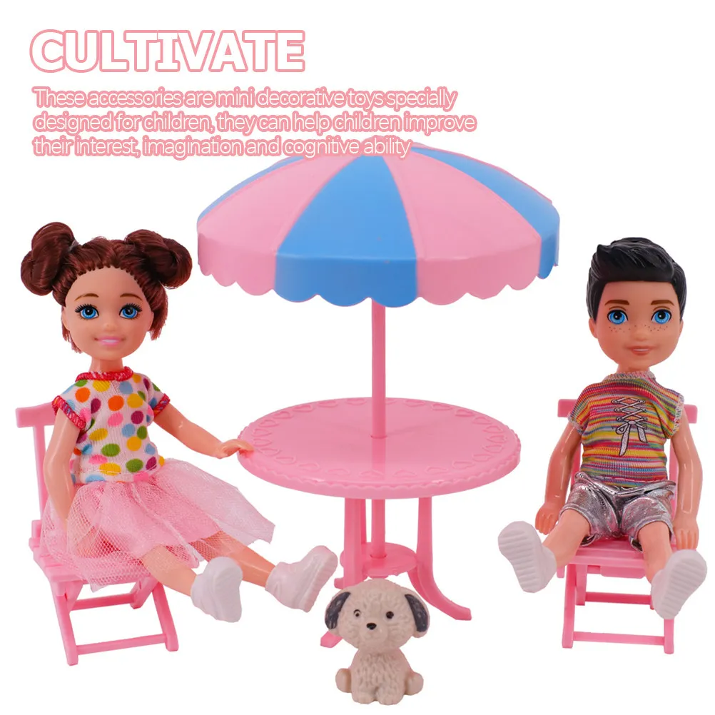 1Set Mini Beach Chair Table Umbrella Set Miniature Landscape Decoration Prop Lifelike Mini House Furnishing Chic Design - view 2