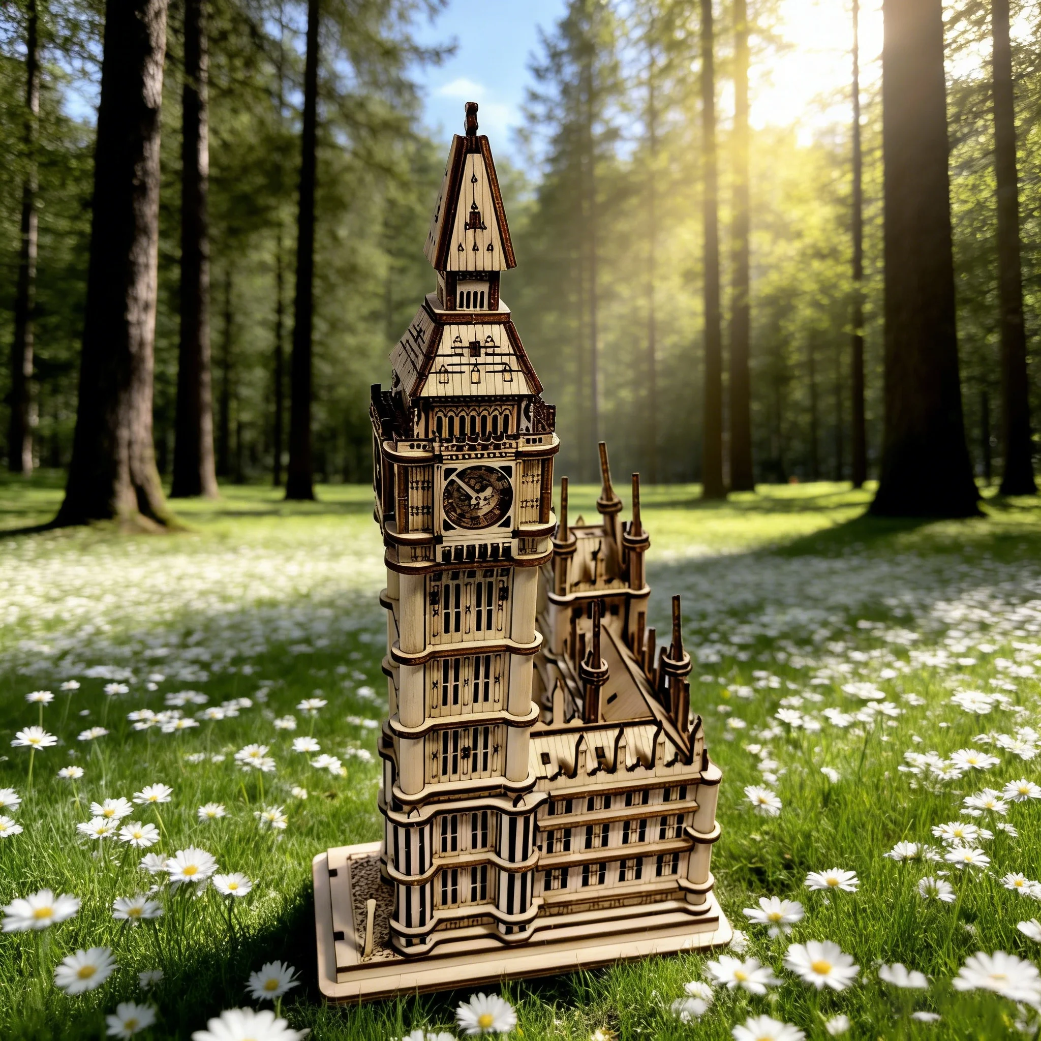 1 orologio Big Ben fai da te in legno, un puzzle creativo 3D, ideale come regalo festivo o decorazione della casa.
