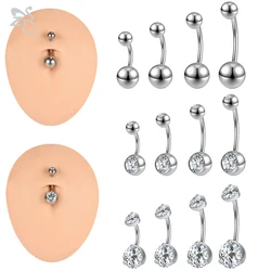 ZS 1PC 14G G23 Titanium Belly Ring for Women Girls Crystal Internal Thread Earrings 8/10/12/14mm Belly Button Ring Body Jewelry
