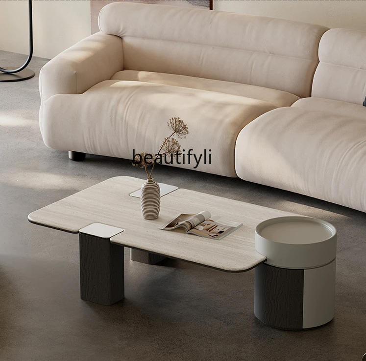 Modern Minimalist Rectangular Coffee Table Living Room Small Apartment Designer Model High-End Elegant High Leg Microlite