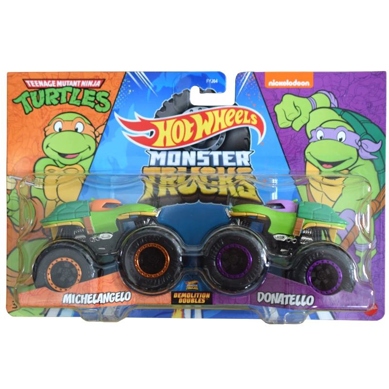 Hot Wheels Monster Trucks 1:64 Scale Demolition Doubles Diecast Car 2-Pack Donkey Kong Vs Bowser Boys Car Toys Gifts FYJ44