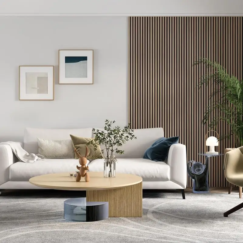 ألواح حائط خشبية 2 عبوة 94.5 بوصة × 12.6 بوصة ألواح مسطحة عازلة للصوت للديكور الداخلي بلمسة نهائية من خشب الجوز