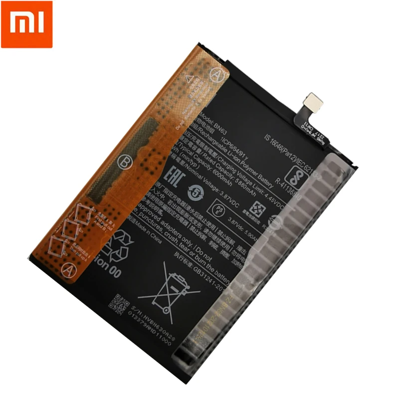 100% Original New High Quality Replacement BN63 6000mAh Battery For Xiaomi RedMi 10 / 10 PRIME Phone Rechargeable Batteries