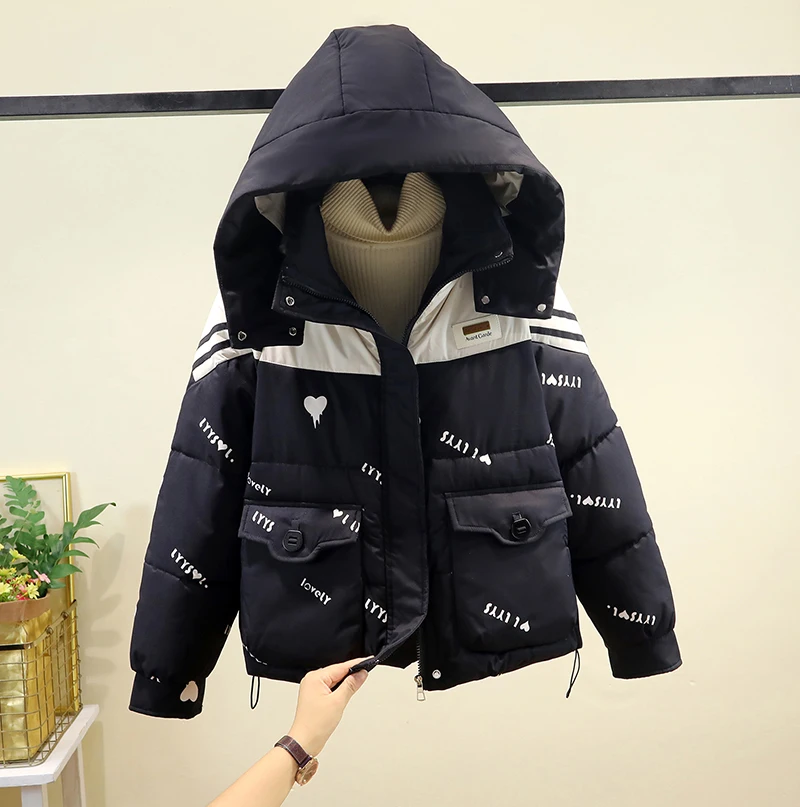 

Faionable ort down Cotton Jaet Women's Winter Thiened Loose Casual Korean Sle Coat Warm Sli Cotton Padded