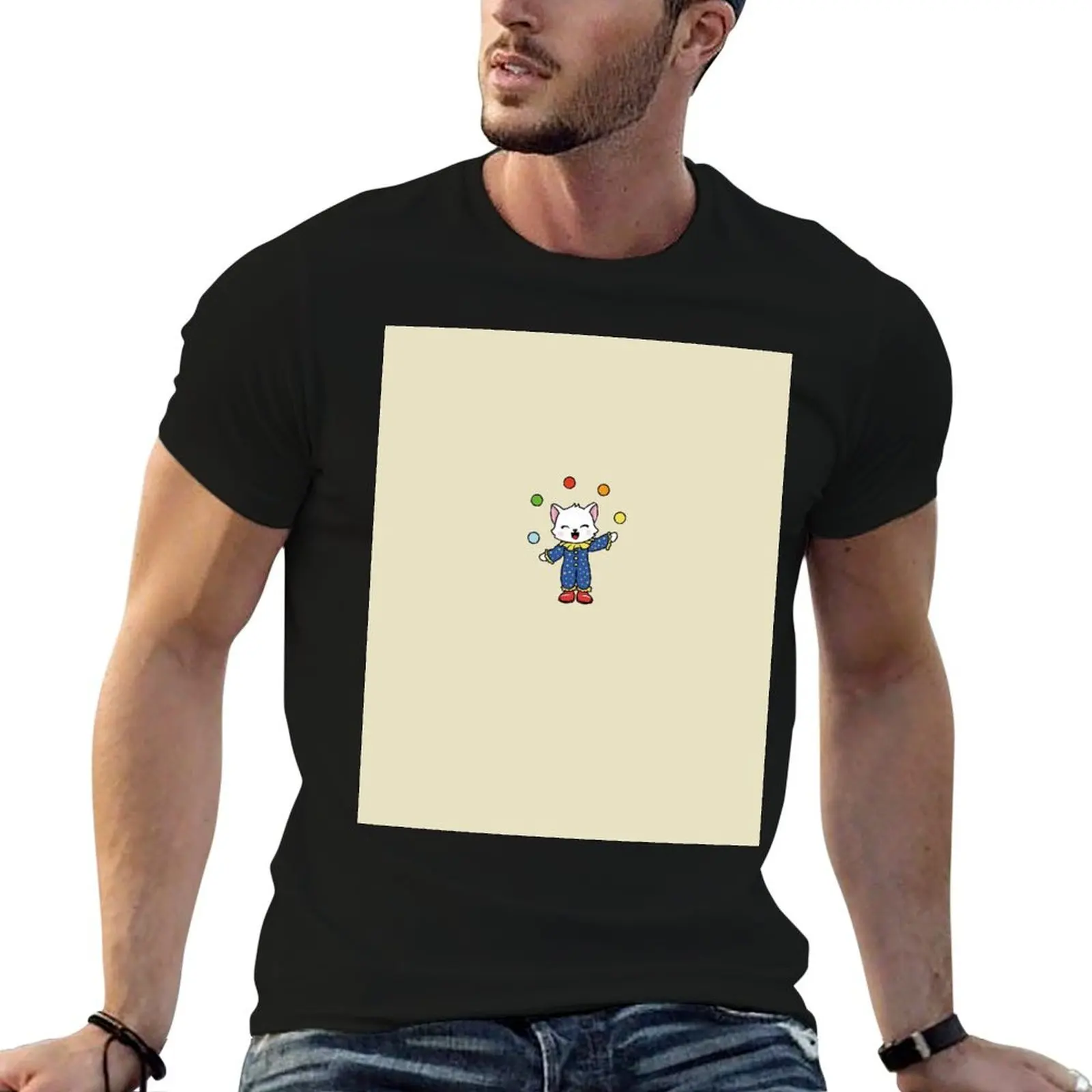 Cute Clown Cat Juggler Cat T-Shirt Sports Casual Breathable Tee Shirt