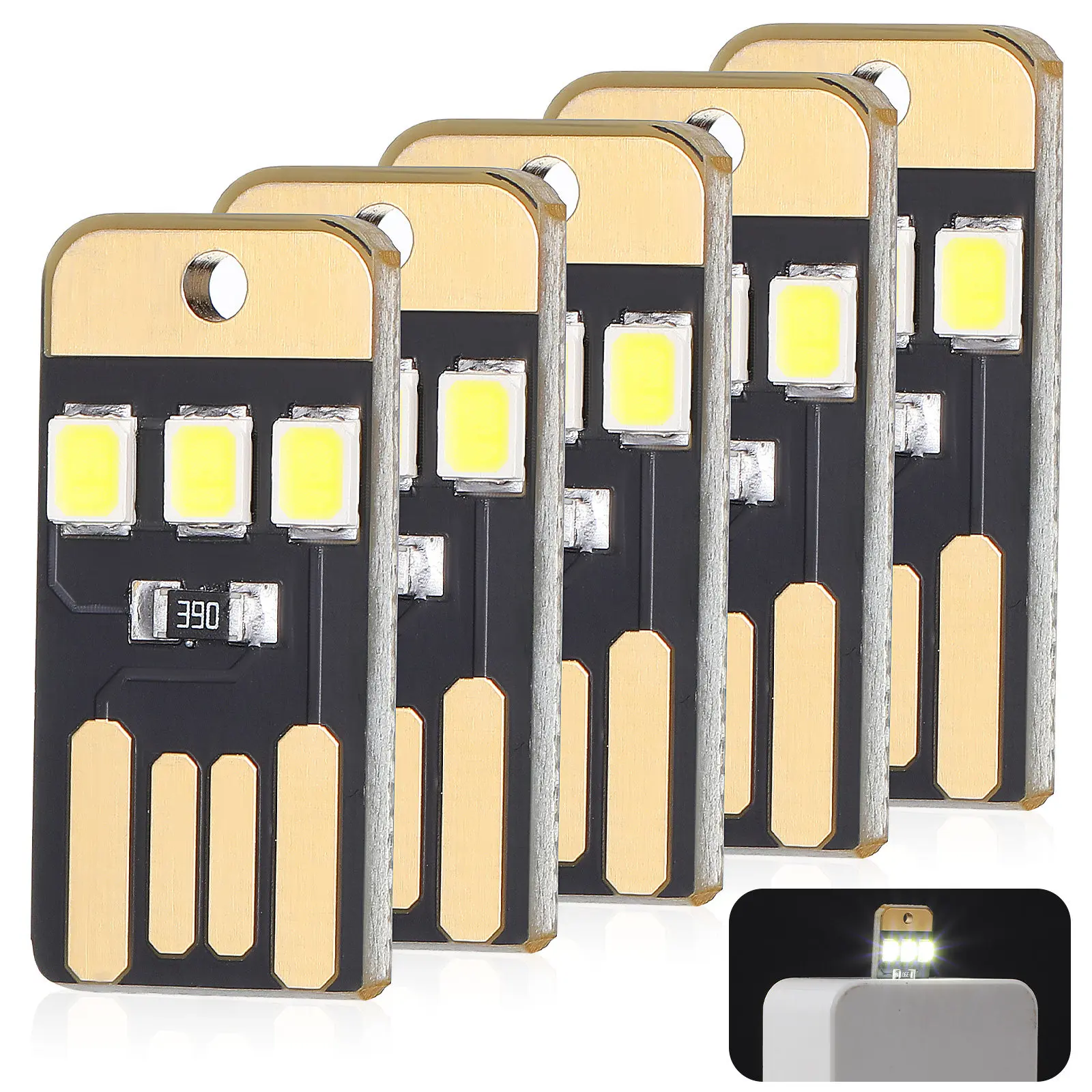 5Pcs USB Mini LED Keychain Lamp Ultra Small Bright Portable Light for Laptop Keyboard Reading Camping Mini USB LED Light