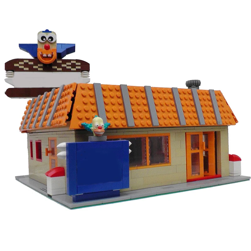 MOC-décennie s modulaires pour enfants, film de télévision, Simpsing, Krusty Burger, modèle de restaurant, idées créatives, jouet cadeau, 105fieling, 1387 pièces