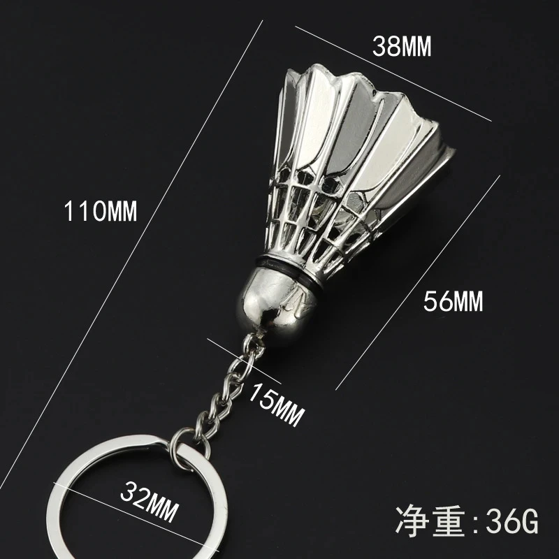 Creative Badminton Keychain Sports Series 3D Ball Table Tennis Golf Racket Metal Key Chain for Sports Fan Bag Charm Car Ornament