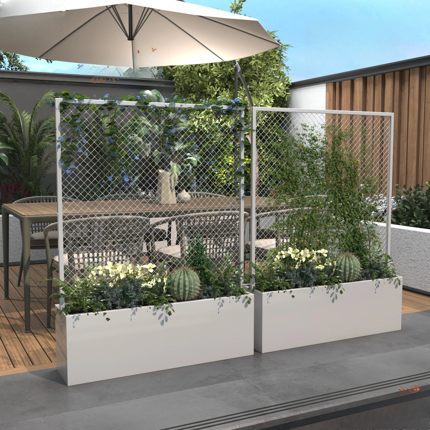 

Outdoor climbing vine frame flower box grid fence balcony terrace metal planting box courtyard partition flower stand screen cus