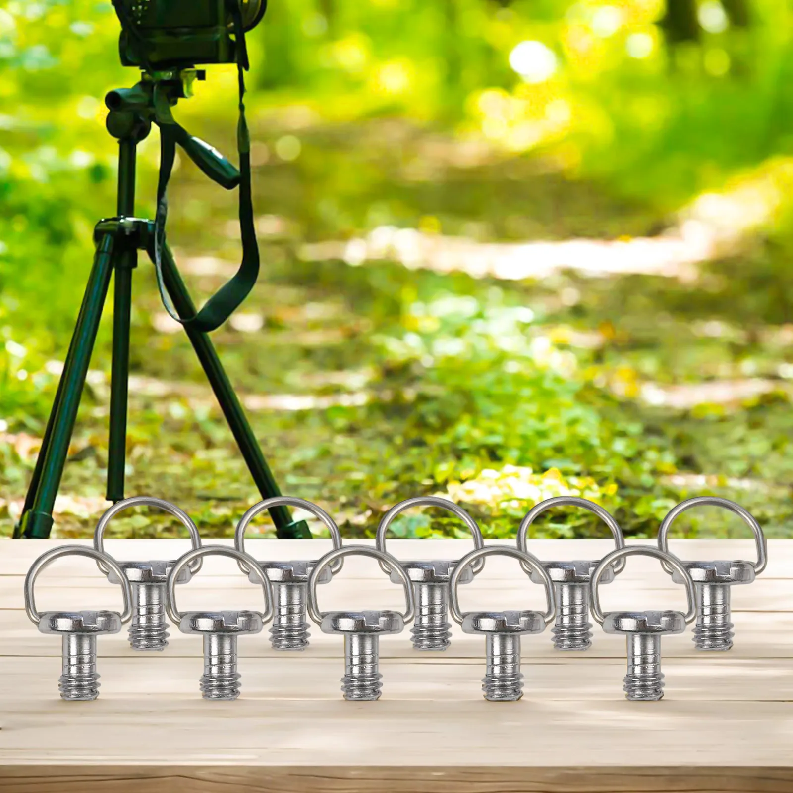 10PCS Steel 1/4\'\' Shaft D-Ring Screw For Camera Tripod Ball Head Monopod Quick Release Plate Camera Mounting Screw Adapter