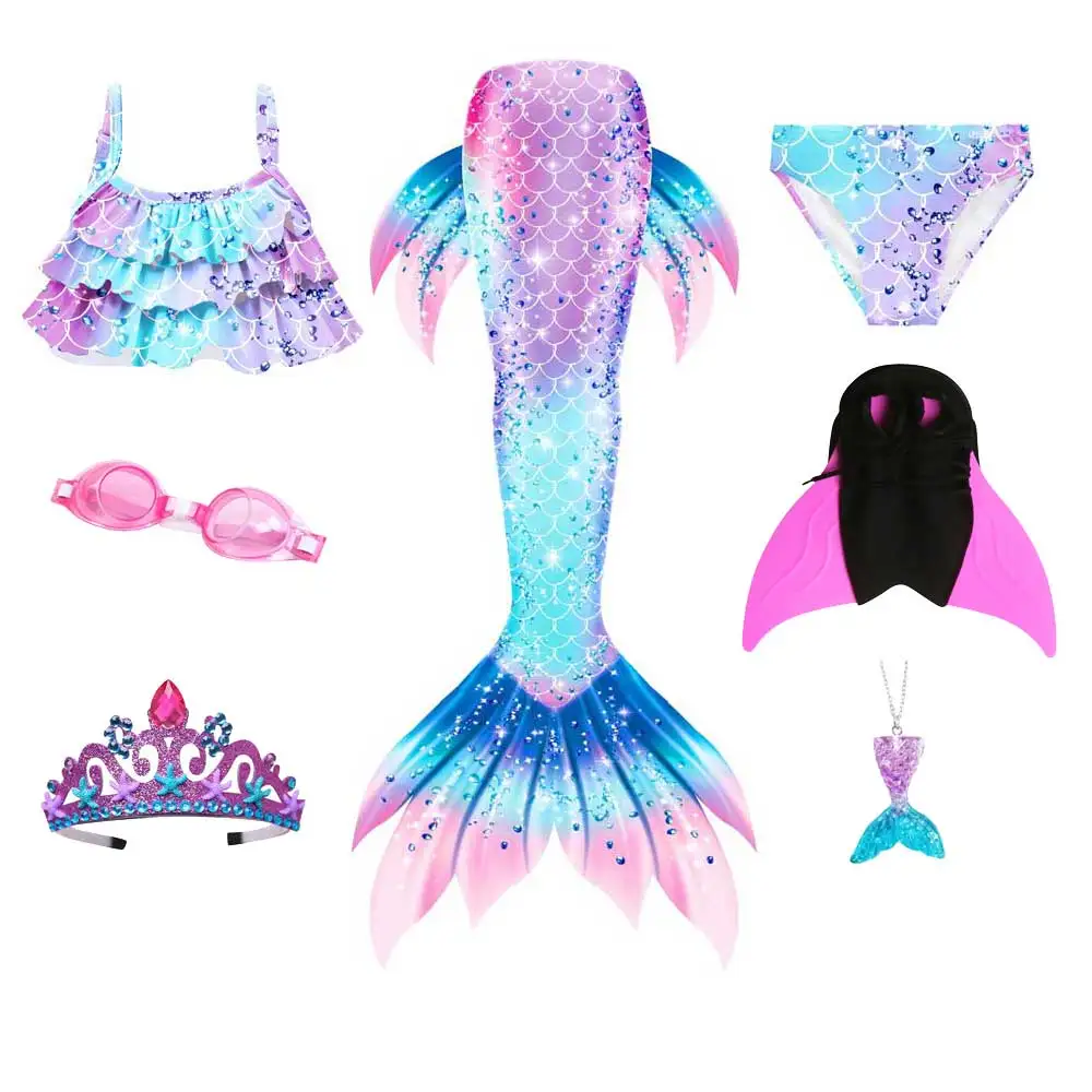 Mermaid Swimsuit Costume Cosplay Mermaid For Swimming For Girls Princess Bikini Set Beach Clothes Pool Swimsuit