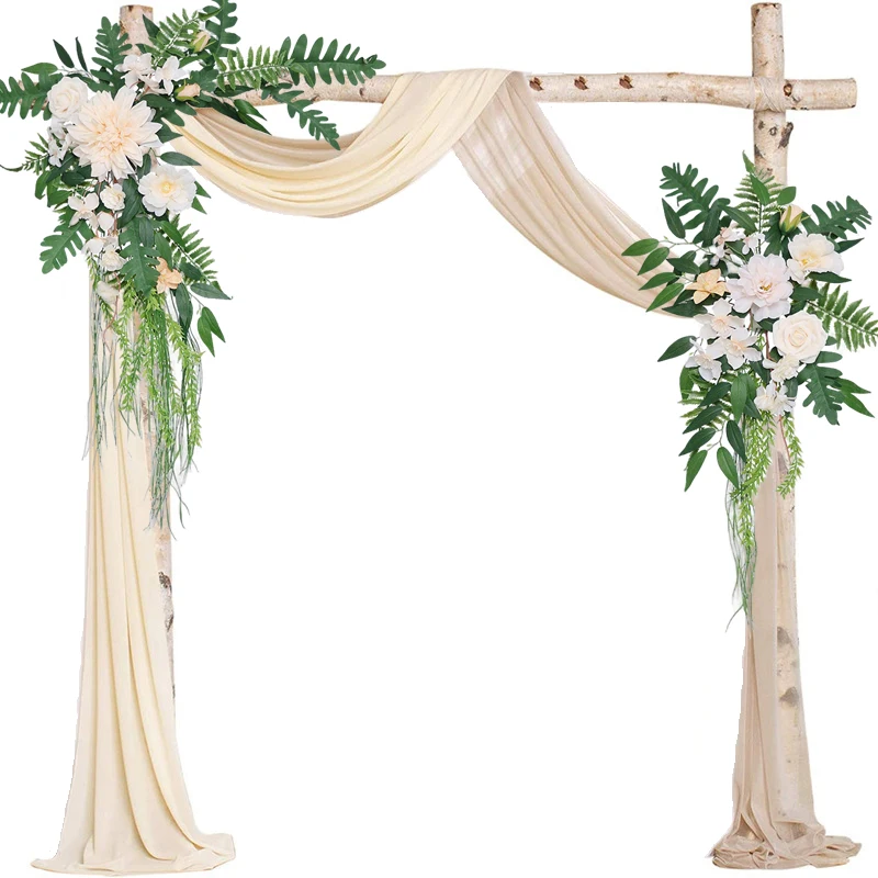 

Yannew Rustic Wedding Arch Flowers Kit Hanging Silk Floral Swag Arrangement for Party Wedding Ceremony Arbor Backdrop Decoration