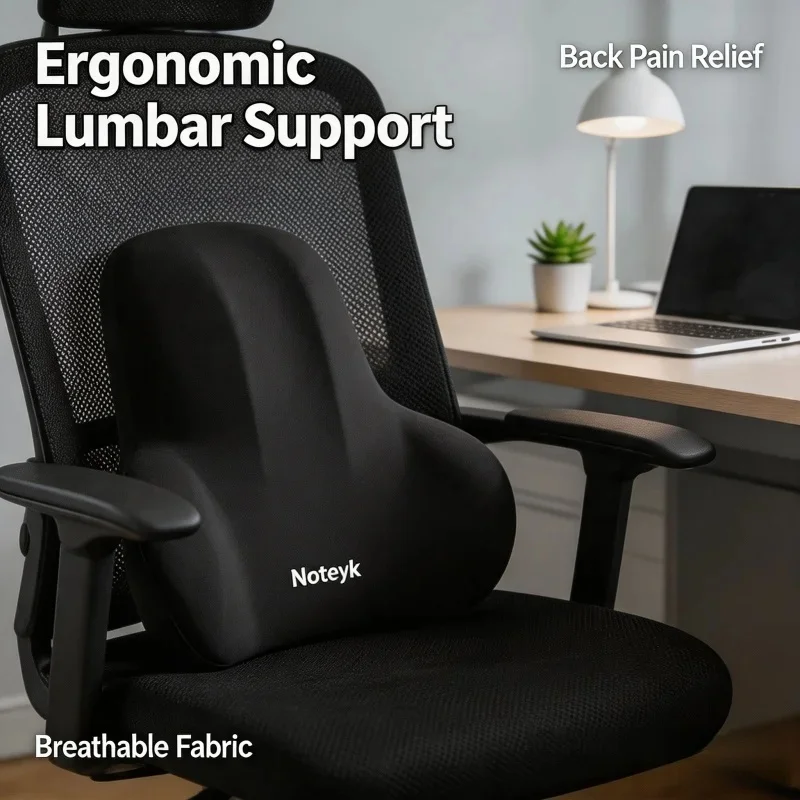 Memory Foam Lumbar Back Cushion for Car Office Gaming Chairs and Postpartum Waist Support Multi Functional Pain Relief Pillow