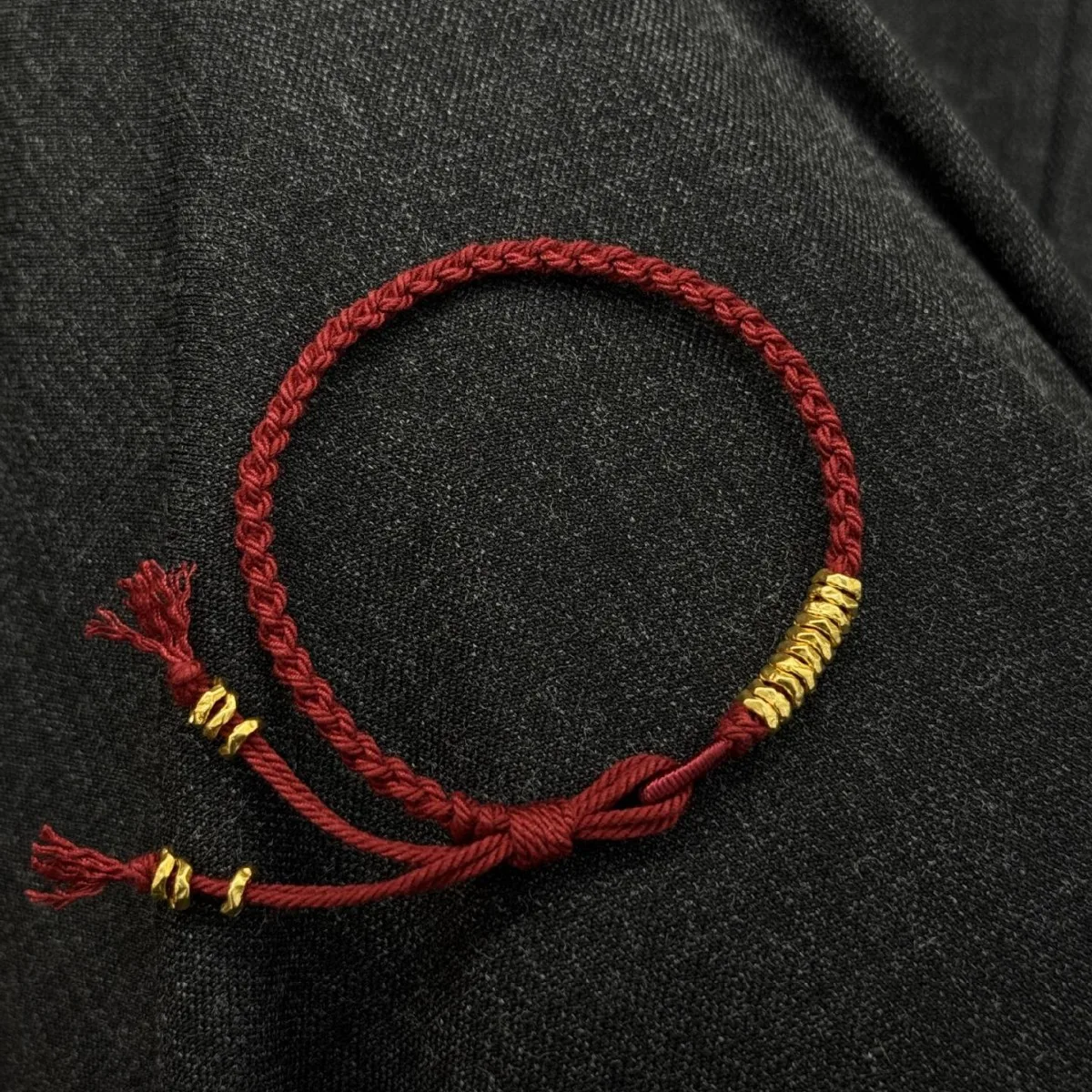 Meetvii Handmade Knitted Red String Bracelet for Women Simple Gold Color Beads Charm Bracelet Jewelry Gift