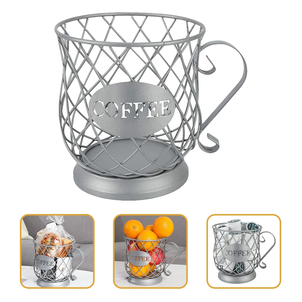 

Snack Basket Storage Baskets Fruit Vegetable Organizer Kitchen Rack Iron Wire Counter Holder Hollow Design for Home