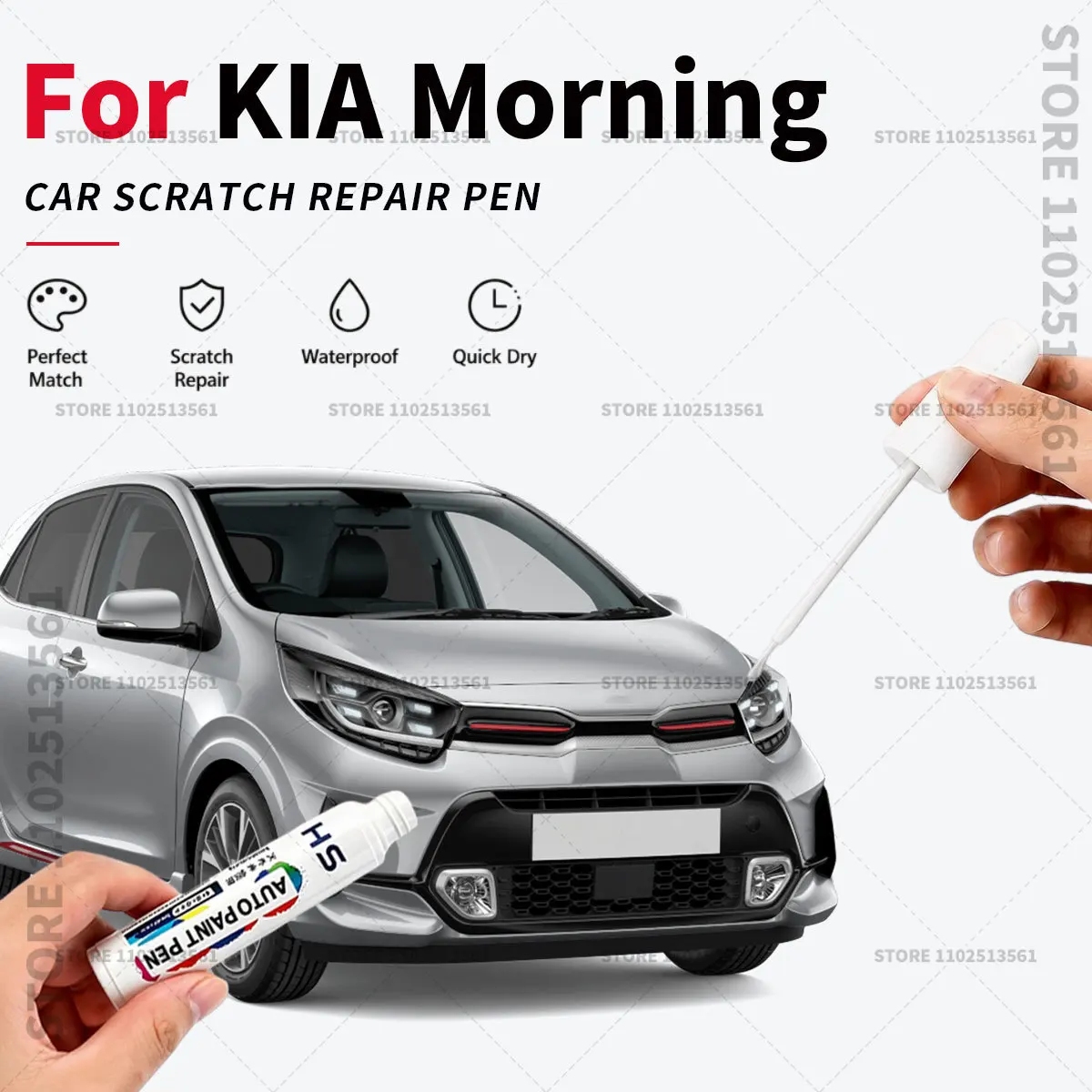 Car Touch Up Paint Pen Quick Repair Scratch Remover Auto Paint Brush Easy Application For KIA Morning Blue White Red Black Grey