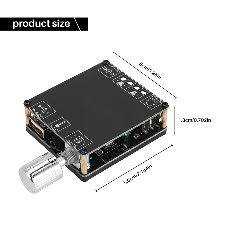 Mini Amplificador de Potência Digital, Bluetooth 5.0, Áudio, Placa Estéreo, 50W x 2, 3.5mm, USB, XY-C50L, 20X