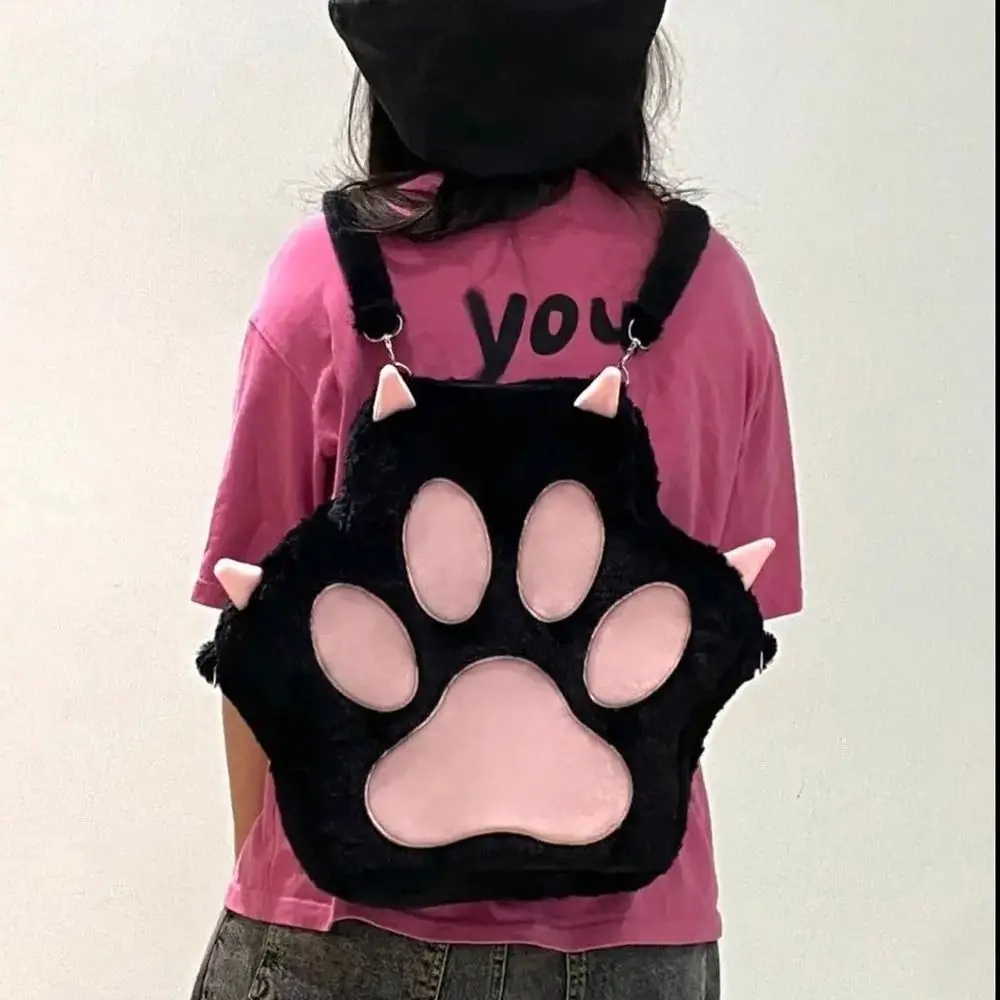 

Simple Preppy Style Cat Paw Backpack JK Japanese Style Cartoon Schoolbags Doll Large Capacity Sweet Students Bags Outdoor