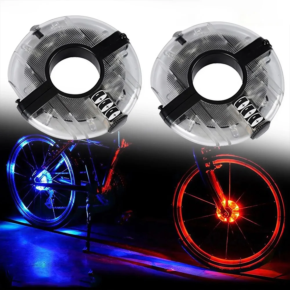 Bike Wheel Hub Lights LED Cycling Colorful Bicycle Warning Light Bike Wheel Hub Lights Waterproof Cycling Lamp