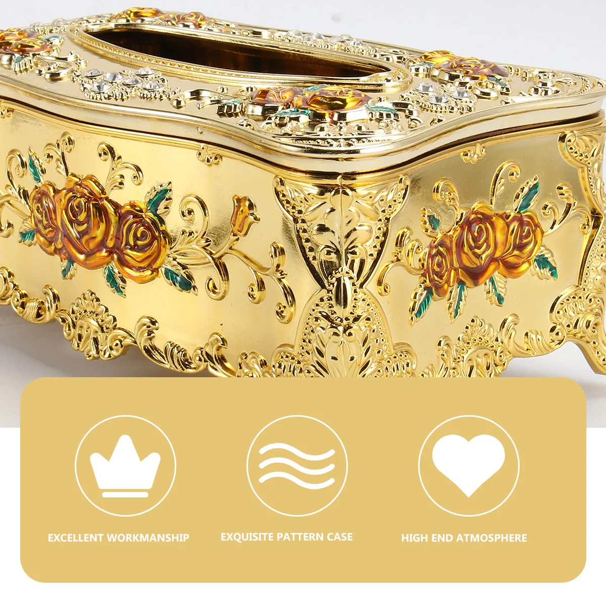 

Rose Pattern Paper Towel Holder European Style Napkin Box For Home Car Office High-Grade Tissue Container Household