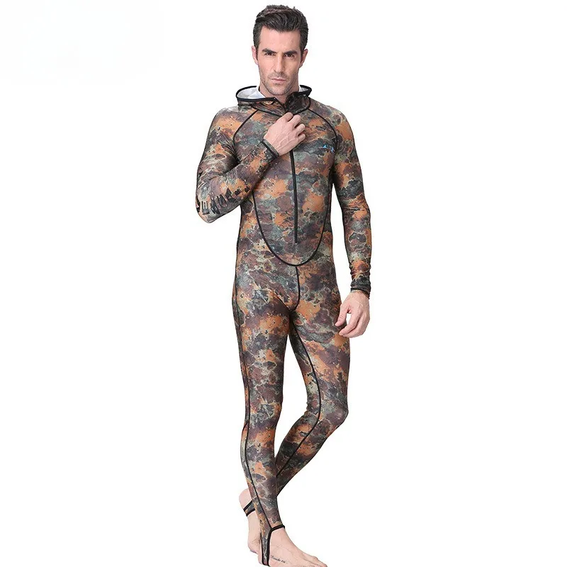 الخريف والشتاء الرجال التمويه بذلة قطعة واحدة البريدي مقنعين تصفح بدلة غطس ملابس الغوص للرجال