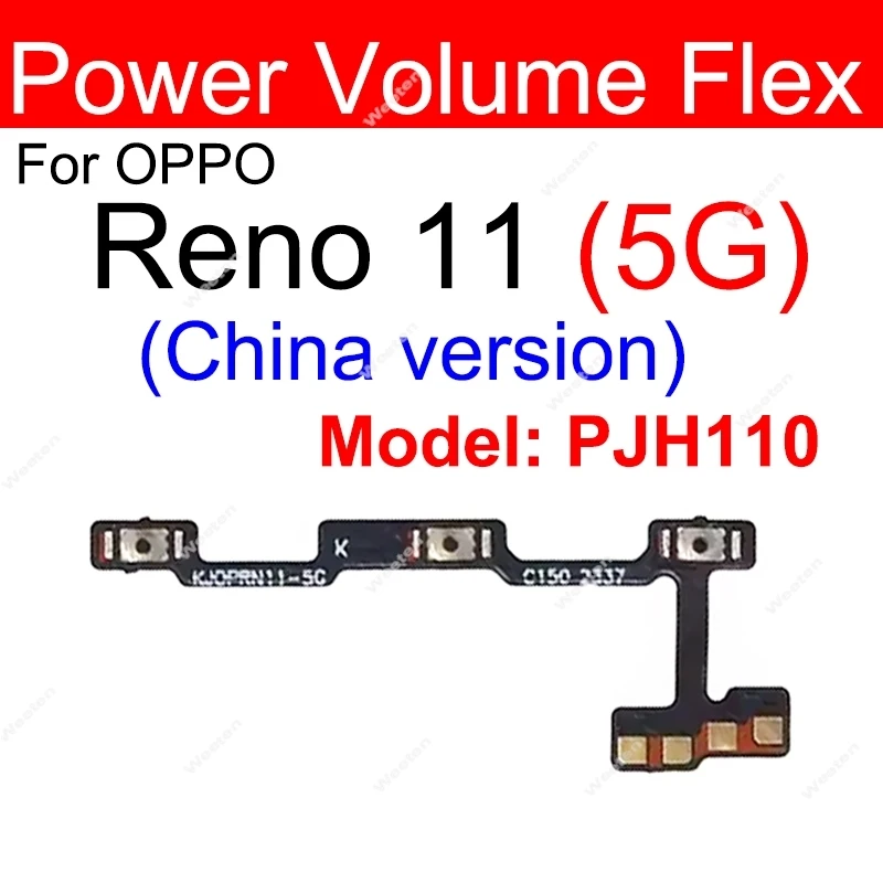 Power Volume Flex For OPPO Reno 11 11F 12 Pro Plus 5G On OFF Power Volume Key Flex Side Buttons Flex Ribbon Replacement