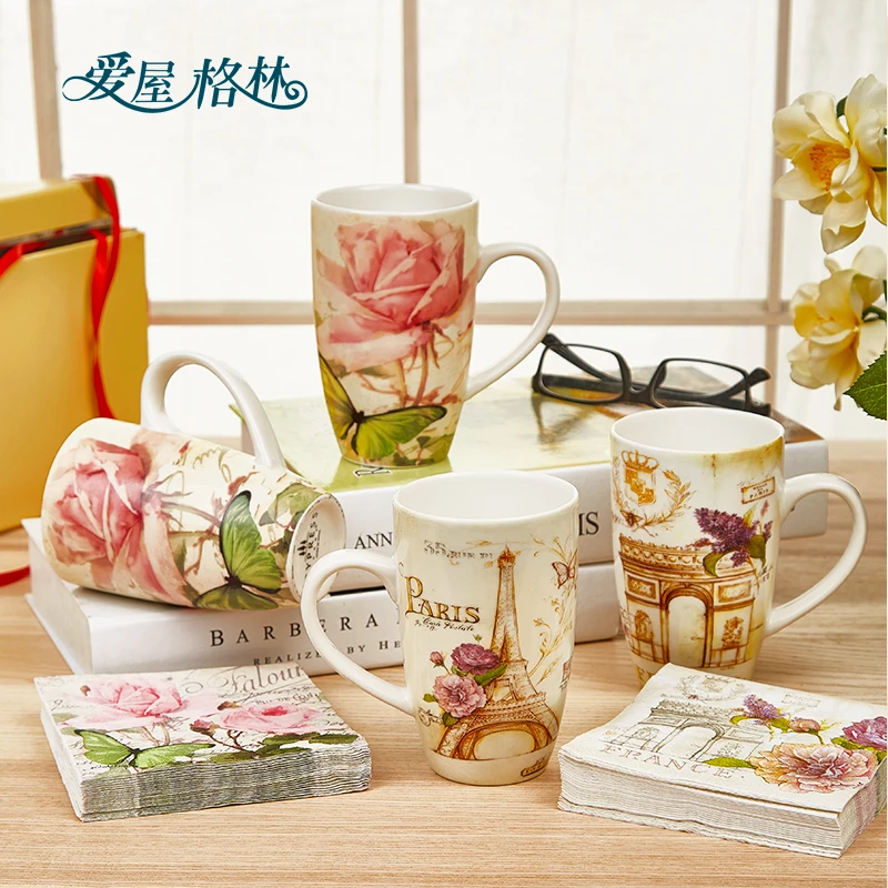 

Love House een Cerc Mugs Set Coffee Cup Breakfast Cup High Aesthetic Value New Year Gift Box Matching Saucer Adult Use