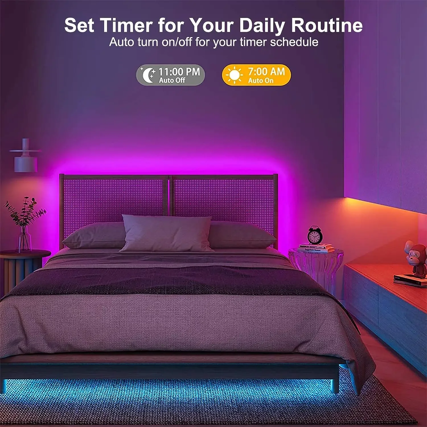 Imagem -04 - Bluetooth Led Neon Strip Lights com Controle Remoto do Aplicativo Luzes de Corda Flexível para Quarto Rgb Room Decor 5v Usb