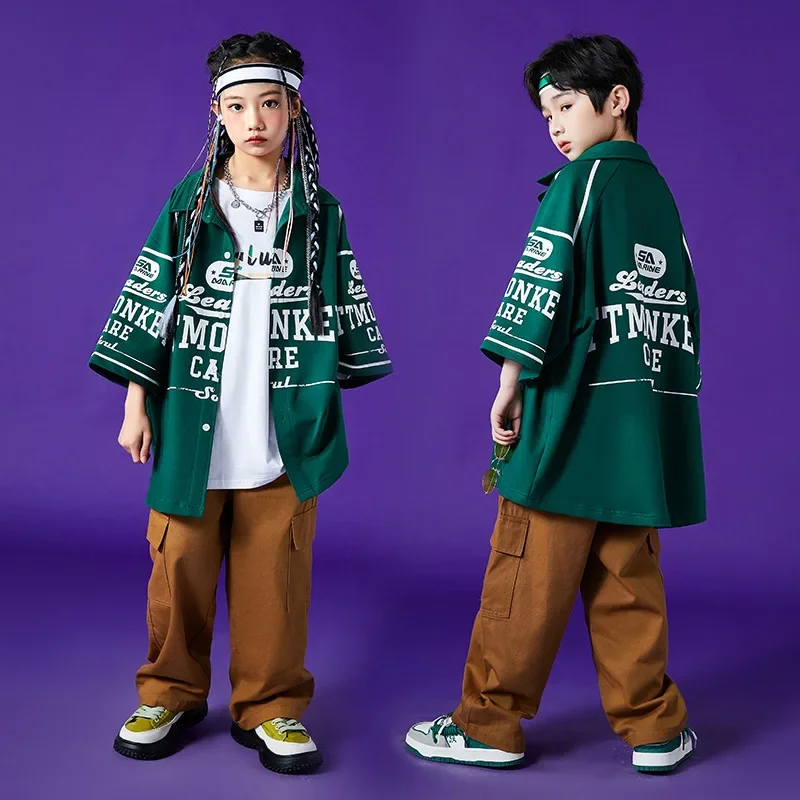 Street dance children's fashion suit hiphop boy set children's drum performance suit girl jazz dance runway show