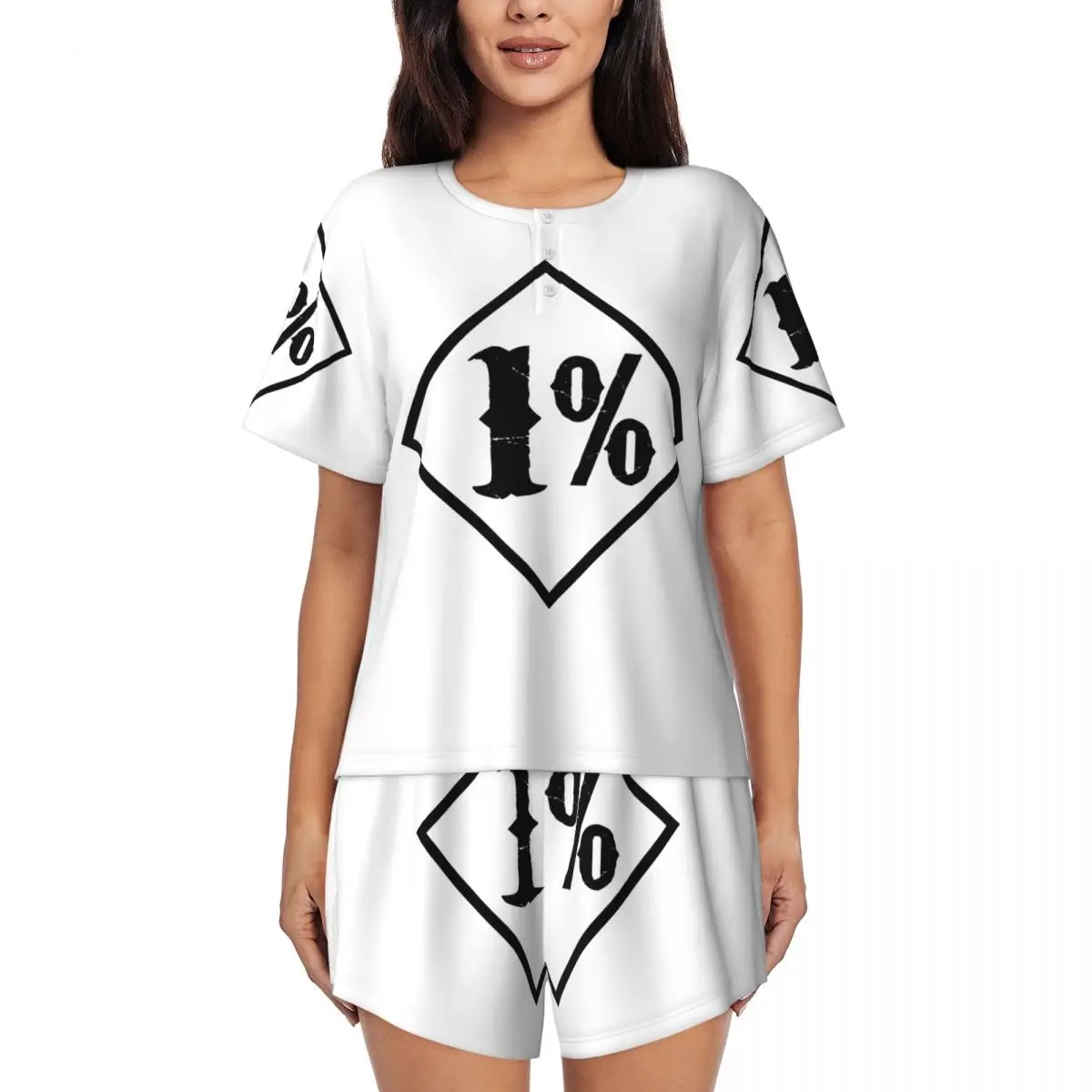 

1 Percenter Essential Pajamas Set Women's Short Sleeve Sons Of Anarchy Sleepwear Loungewear 2 Piece Pjs
